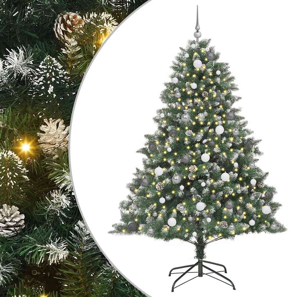 Kunstkerstboom met LED -striplichten Groen 210cm PVC