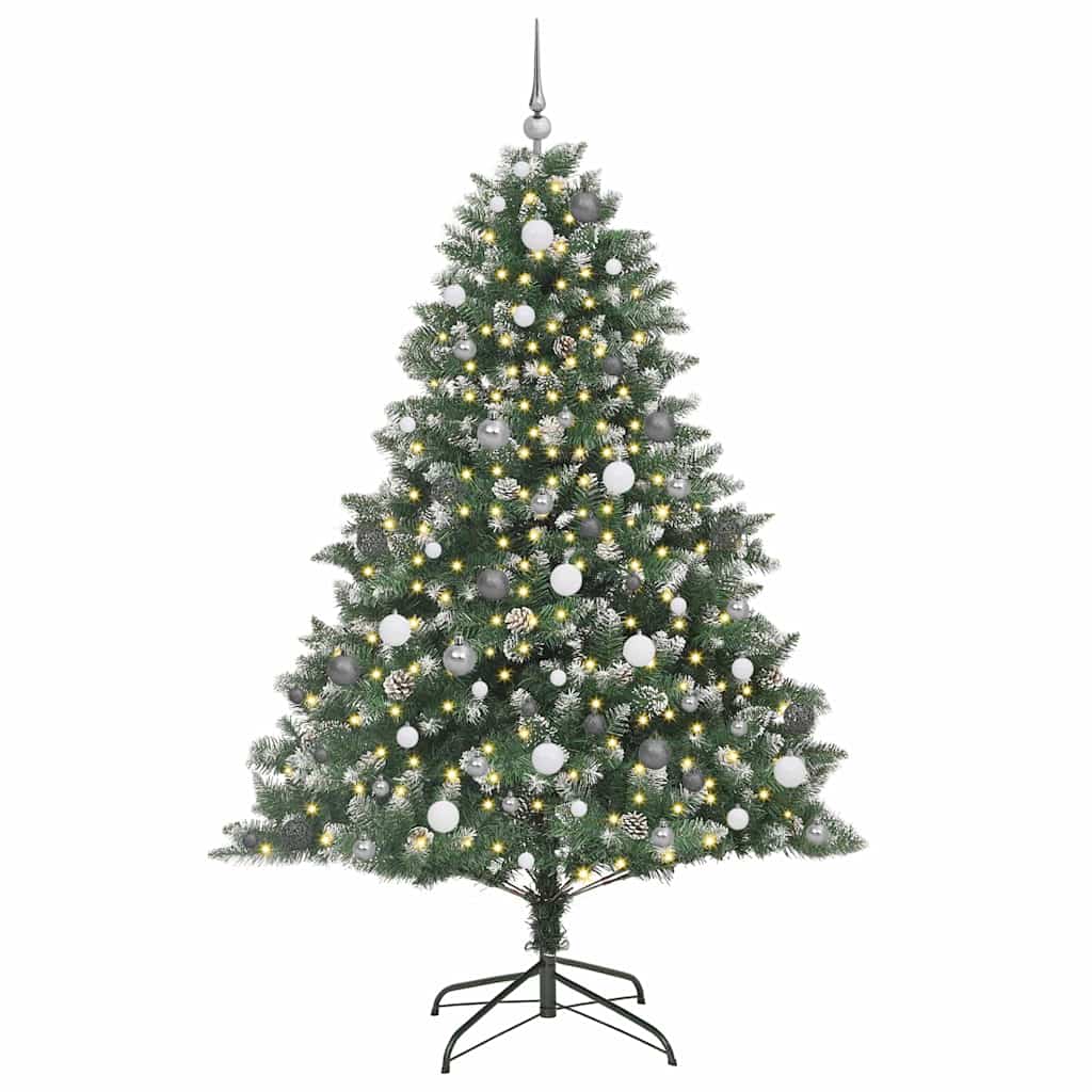 Kunstkerstboom met LED -striplichten Groen 210cm PVC