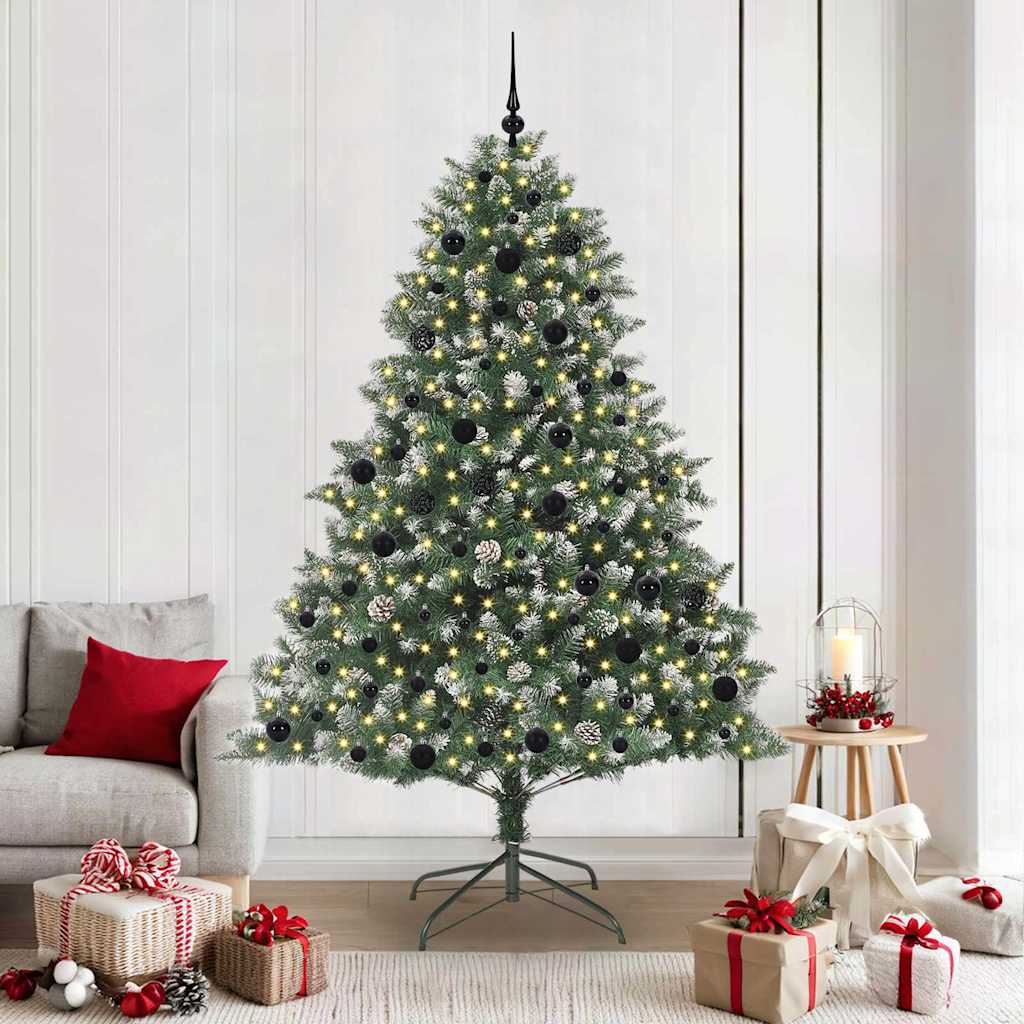 Kunstkerstboom Groen 140 x 140 x 210 cm PVC en Plastic en Staal