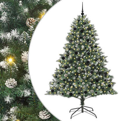 Kunstkerstboom Groen 140 x 140 x 210 cm PVC en Plastic en Staal