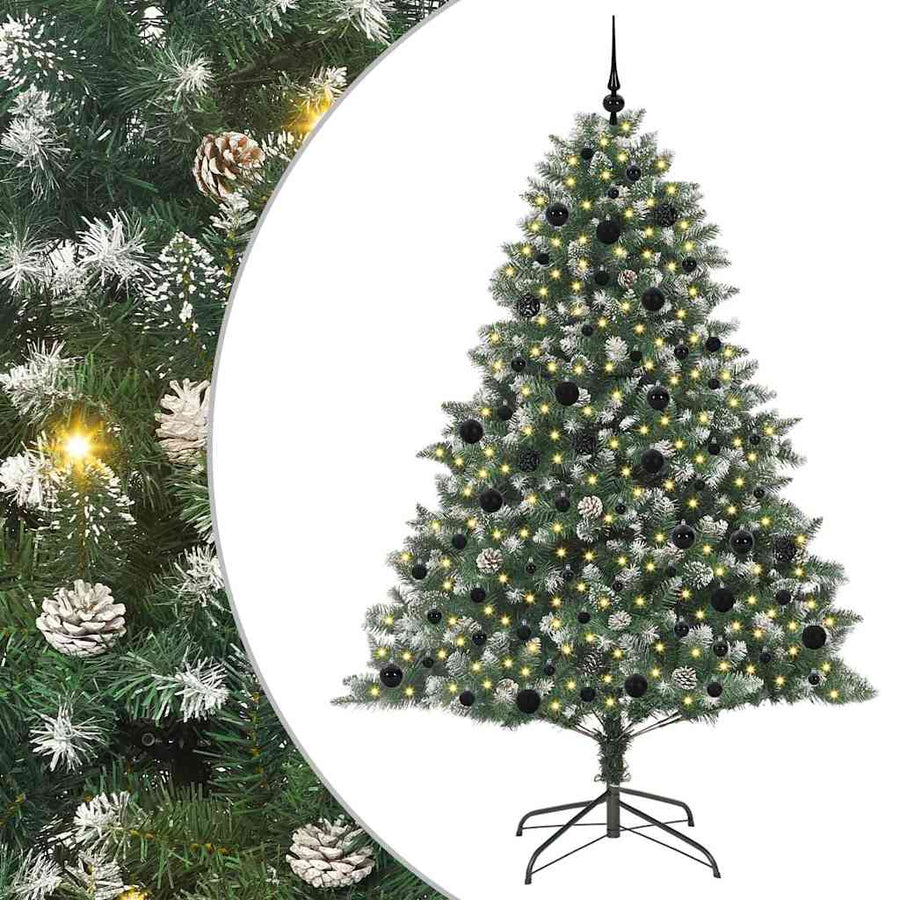 Kunstkerstboom Groen 140 x 140 x 210 cm PVC en Plastic en Staal