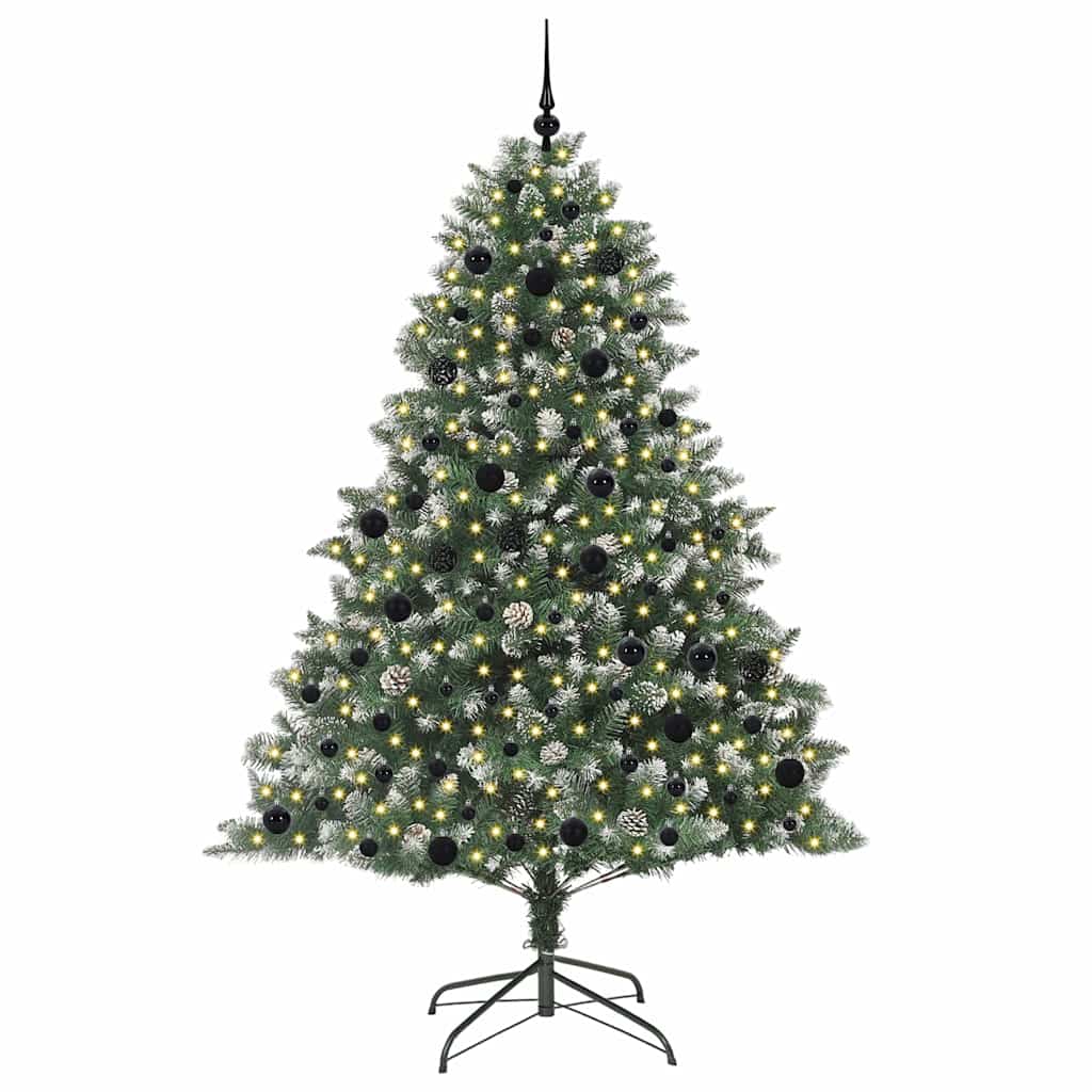 Kunstkerstboom Groen 140 x 140 x 210 cm PVC en Plastic en Staal