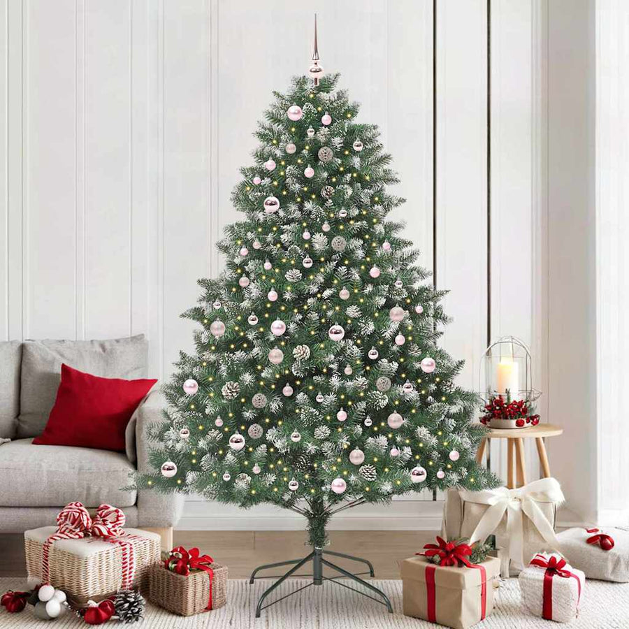 Kunstkerstboom Groen 140 x 140 x 210 cm PVC en Plastic en Staal