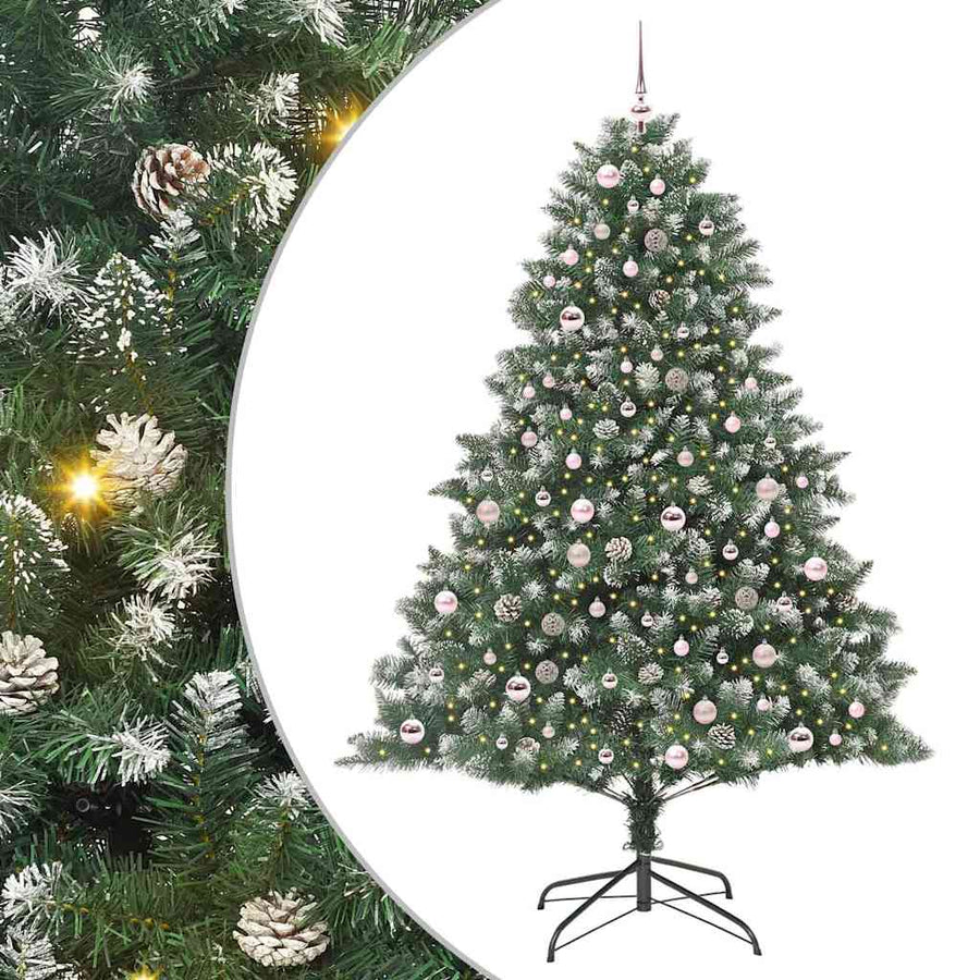 Kunstkerstboom Groen 140 x 140 x 210 cm PVC en Plastic en Staal