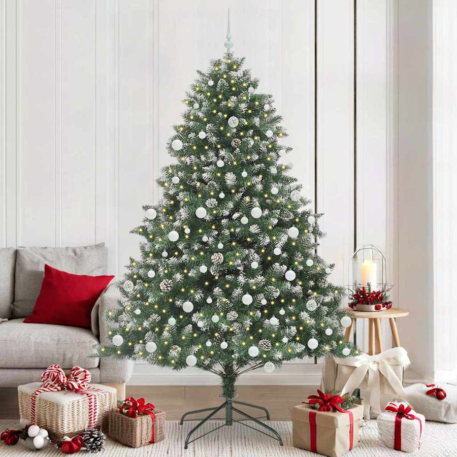 Kunstkerstboom Groen 140 x 140 x 210 cm PVC en Plastic en Staal