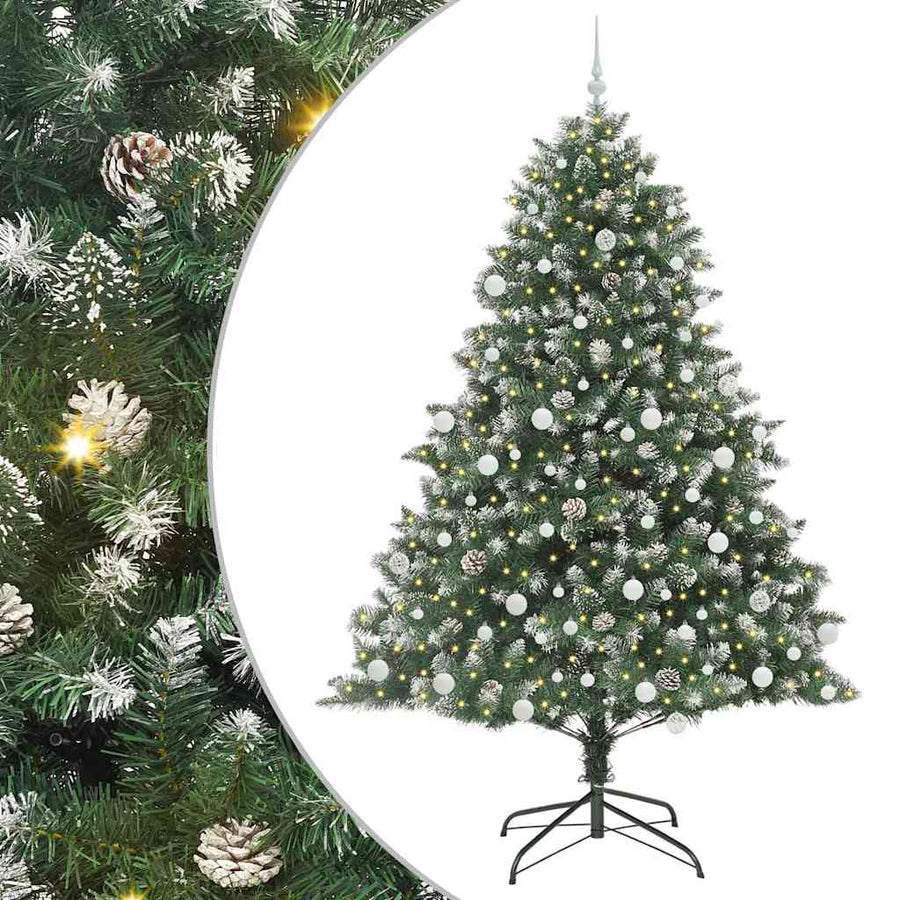 Kunstkerstboom Groen 140 x 140 x 210 cm PVC en Plastic en Staal