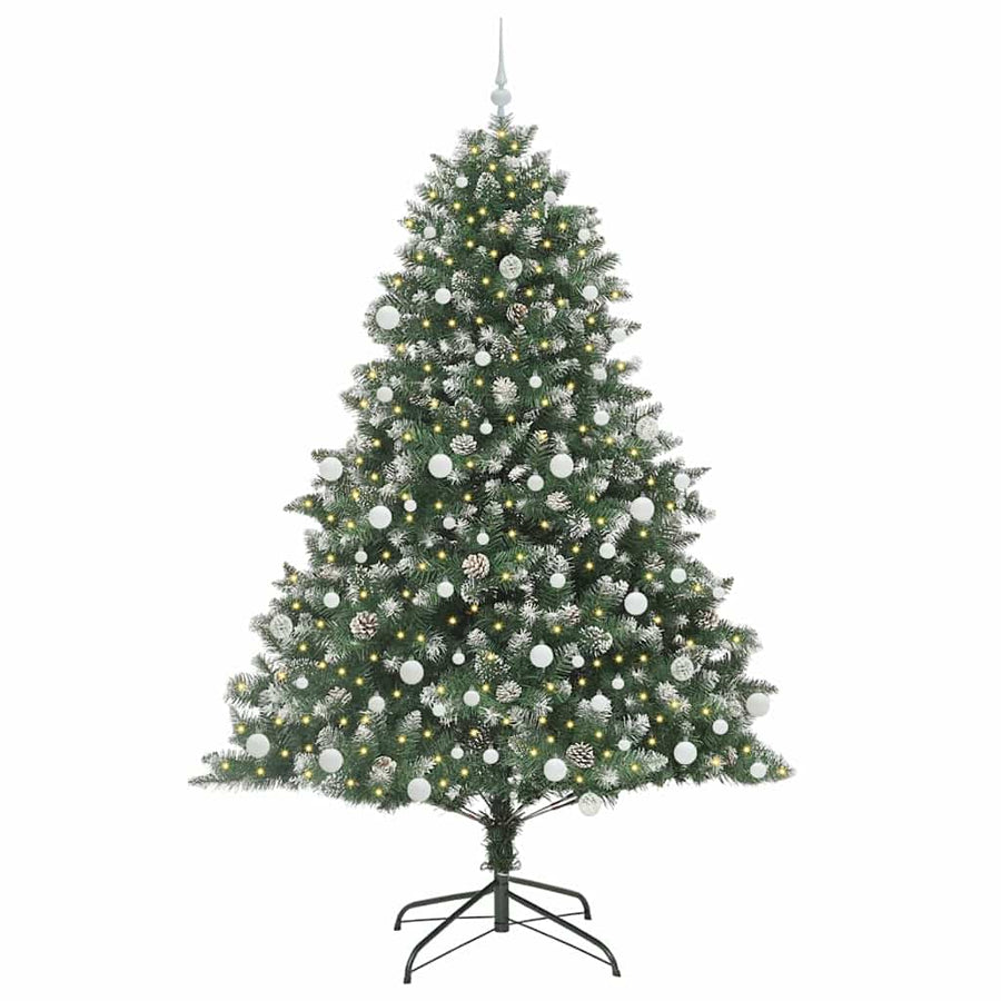 Kunstkerstboom Groen 140 x 140 x 210 cm PVC en Plastic en Staal