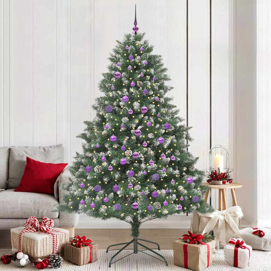 Kunstkerstboom Groen 140 x 140 x 210 cm PVC en Plastic en Staal