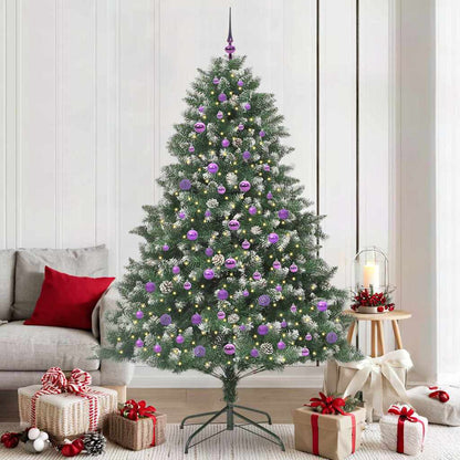 Kunstkerstboom Groen 140 x 140 x 210 cm PVC en Plastic en Staal