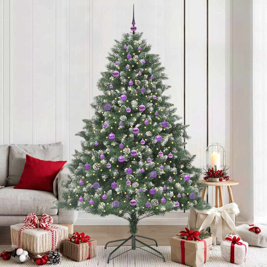 Kunstkerstboom Groen 140 x 140 x 210 cm PVC en Plastic en Staal
