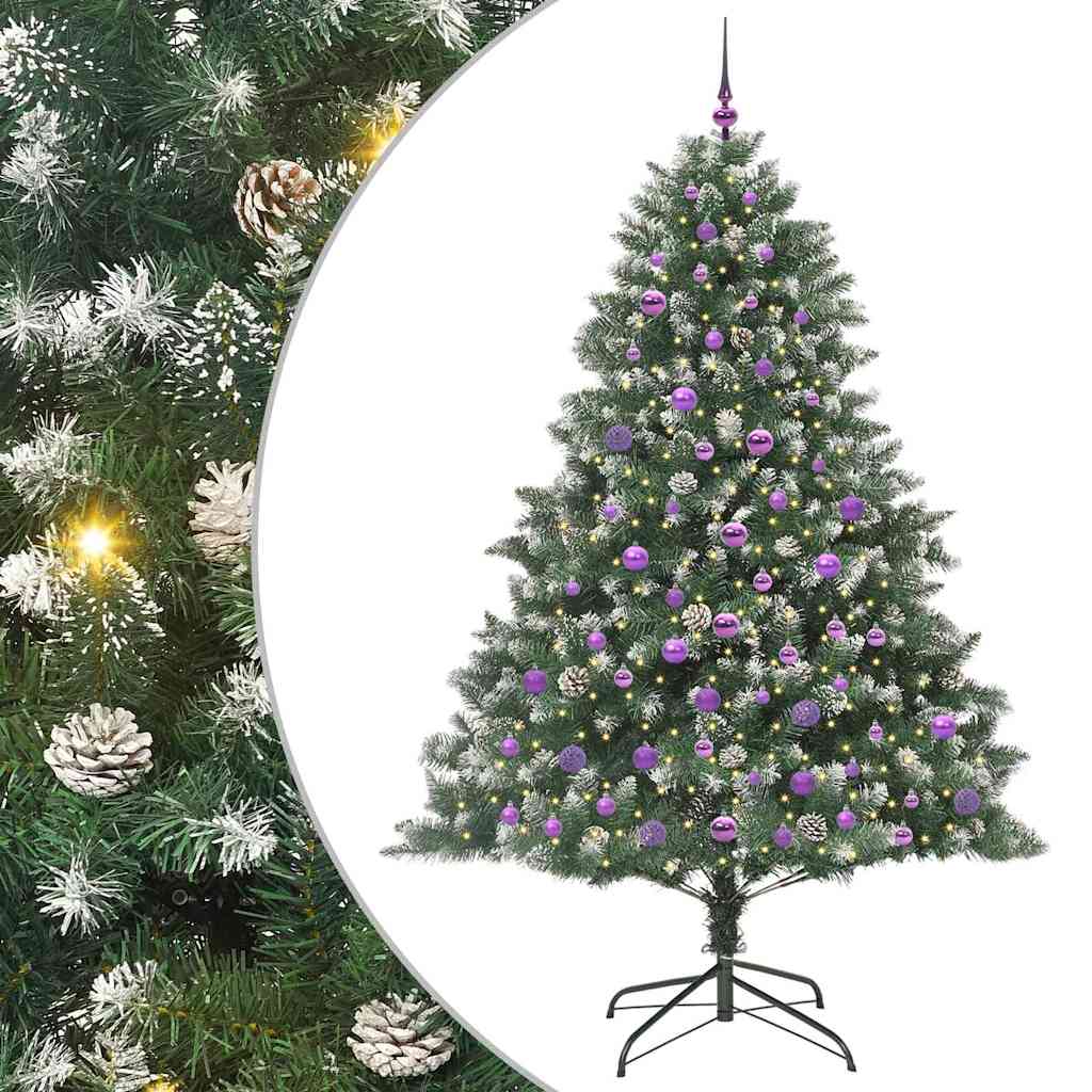 Kunstkerstboom Groen 140 x 140 x 210 cm PVC en Plastic en Staal