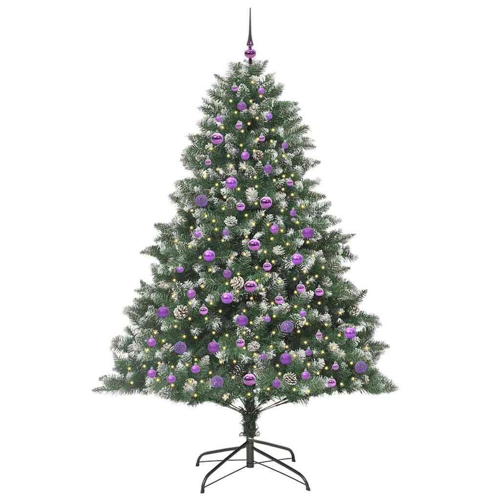 Kunstkerstboom Groen 140 x 140 x 210 cm PVC en Plastic en Staal