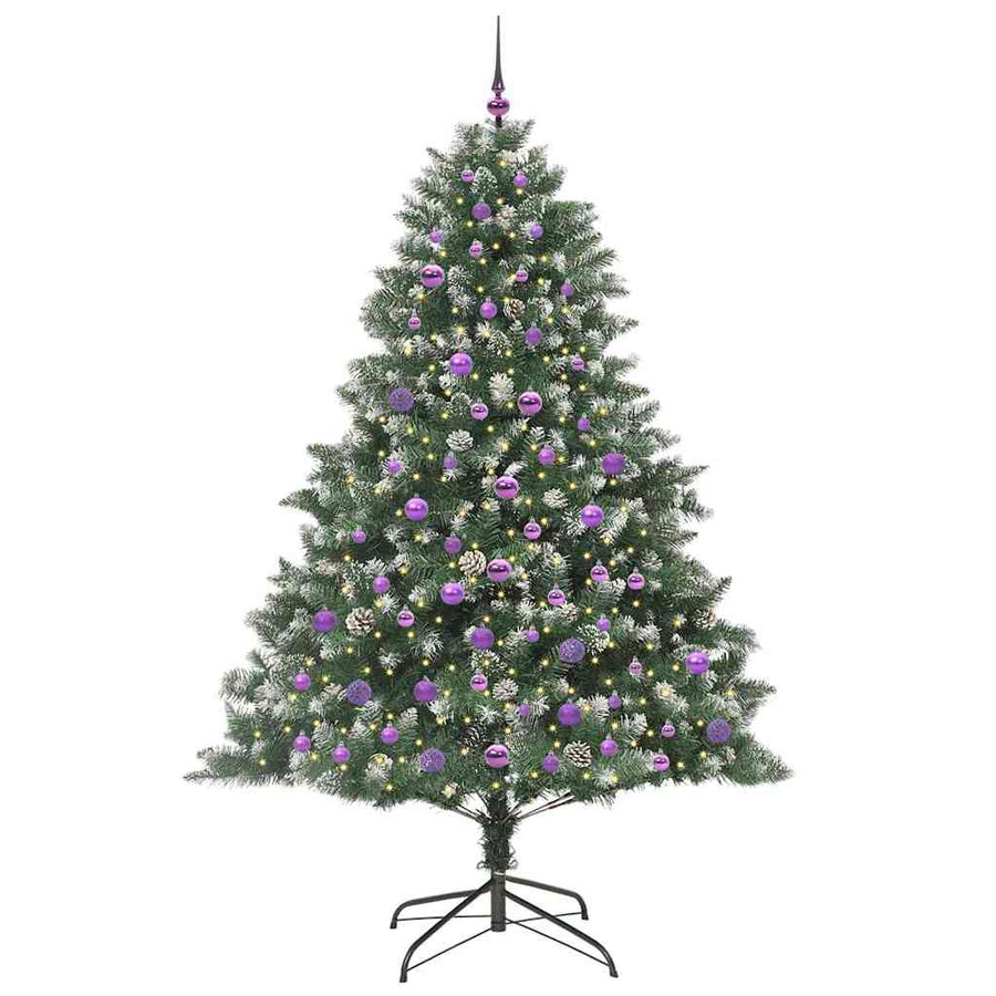 Kunstkerstboom Groen 140 x 140 x 210 cm PVC en Plastic en Staal