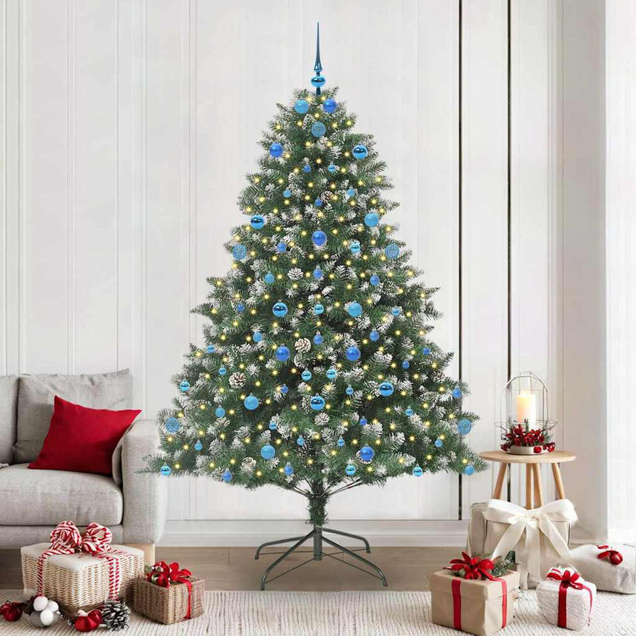 Kunstkerstboom Groen 140 x 140 x 210 cm PVC en Plastic en Staal