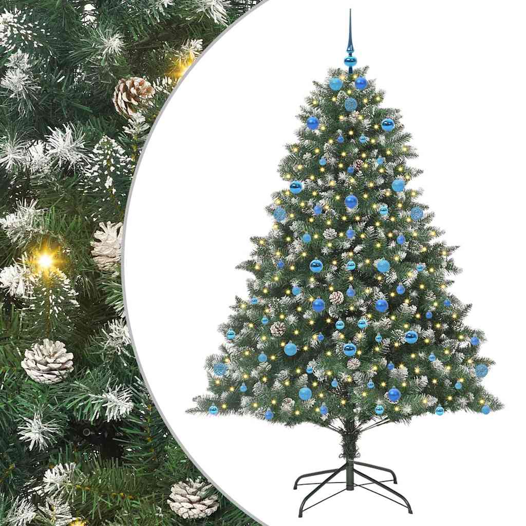 Kunstkerstboom Groen 140 x 140 x 210 cm PVC en Plastic en Staal