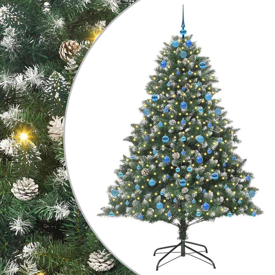 Kunstkerstboom Groen 140 x 140 x 210 cm PVC en Plastic en Staal
