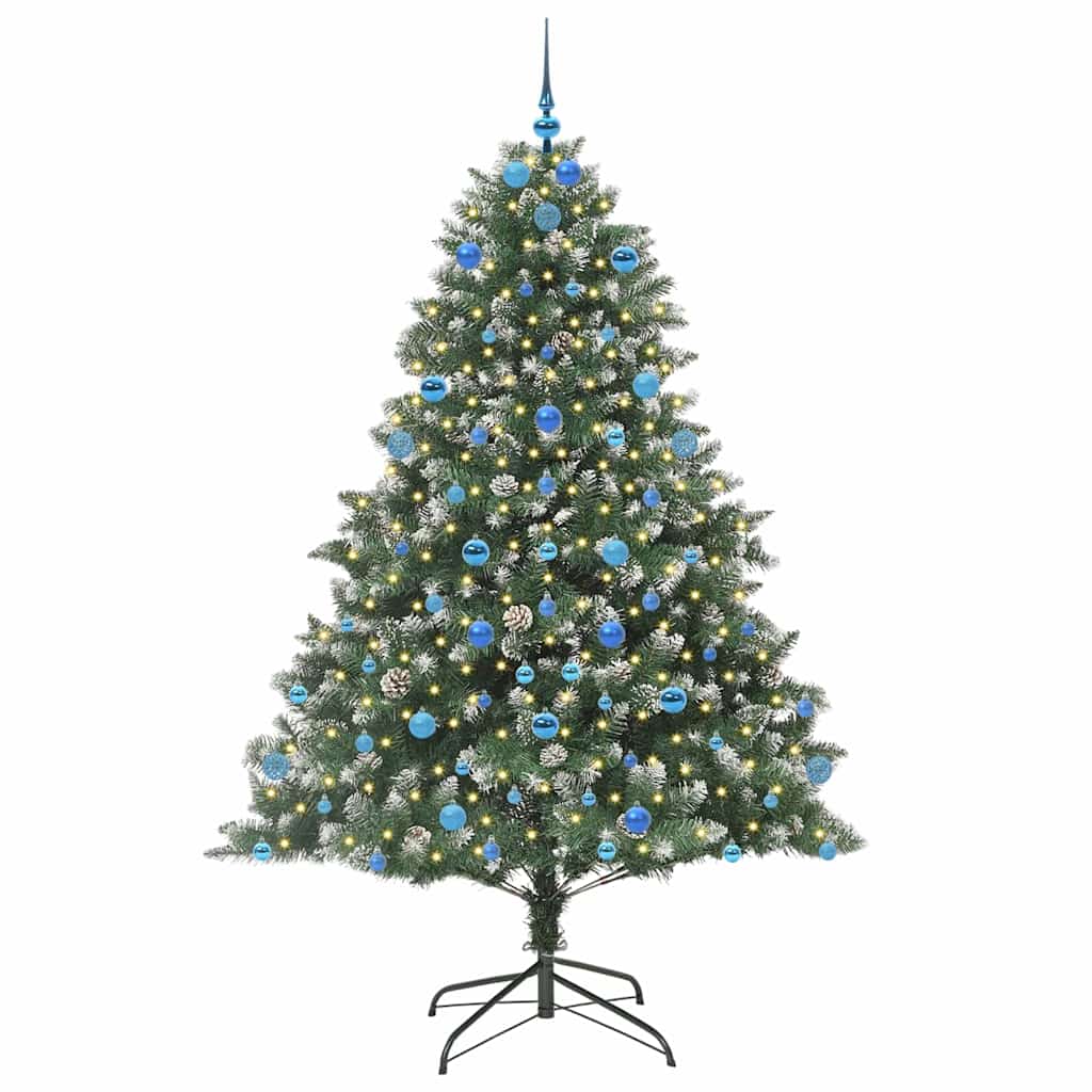 Kunstkerstboom Groen 140 x 140 x 210 cm PVC en Plastic en Staal