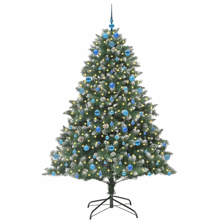 Kunstkerstboom Groen 140 x 140 x 210 cm PVC en Plastic en Staal