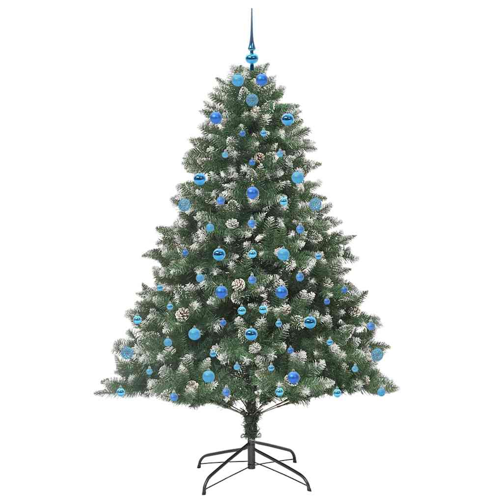 Kunstkerstboom Groen 140 x 140 x 210 cm PVC en Plastic en Staal