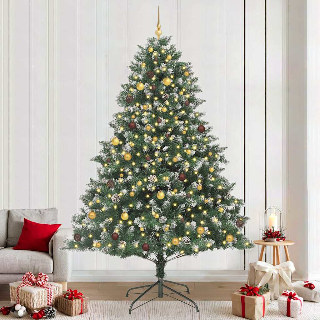 Kunstkerstboom met 300 LED Groen 240 cm PVC en Plastic en Staal