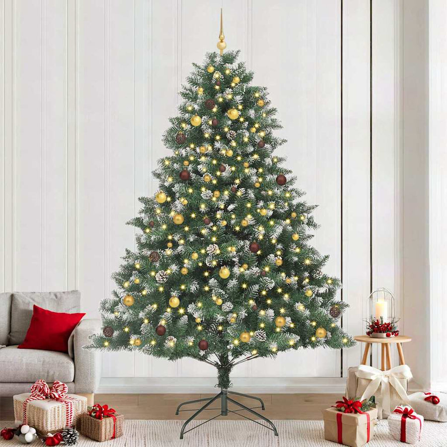 Kunstkerstboom met 300 LED Groen 240 cm PVC en Plastic en Staal