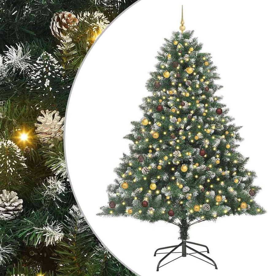 Kunstkerstboom met 300 LED Groen 240 cm PVC en Plastic en Staal