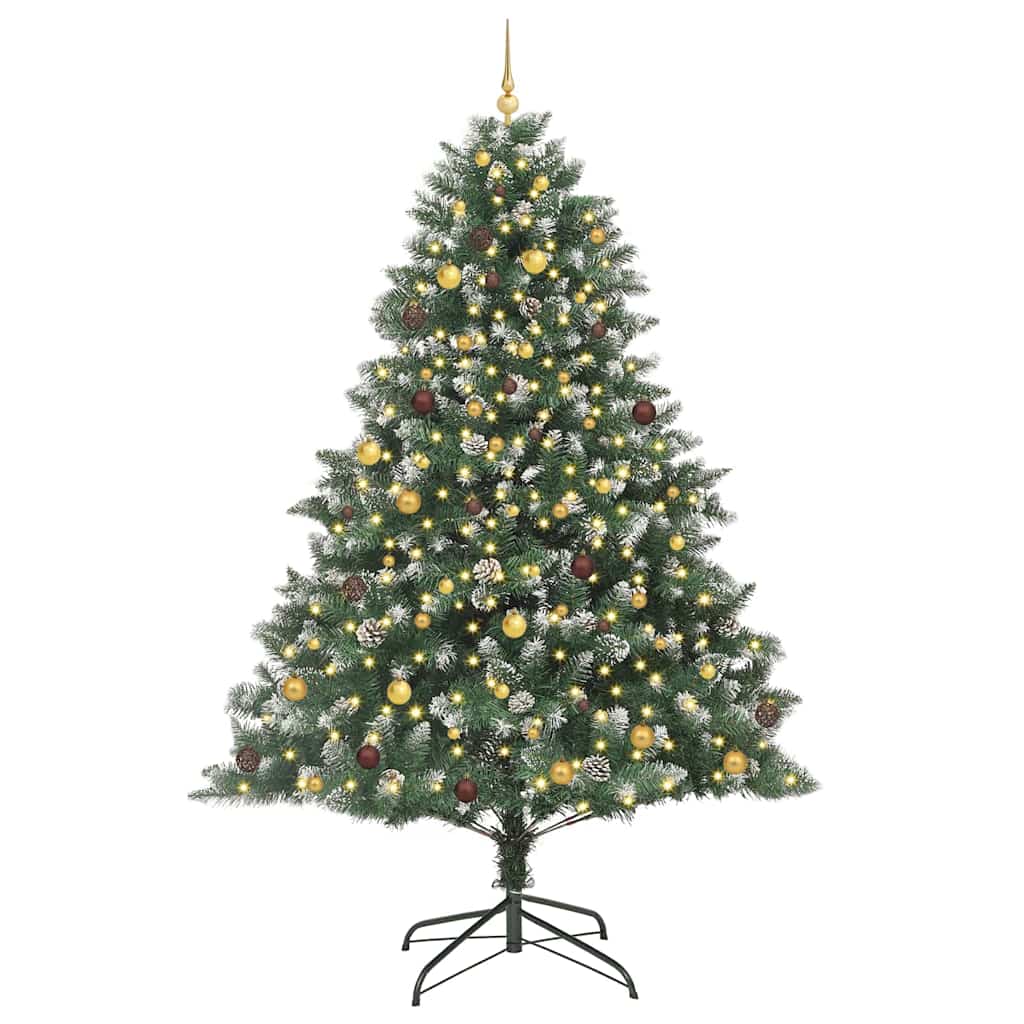 Kunstkerstboom met 300 LED Groen 240 cm PVC en Plastic en Staal