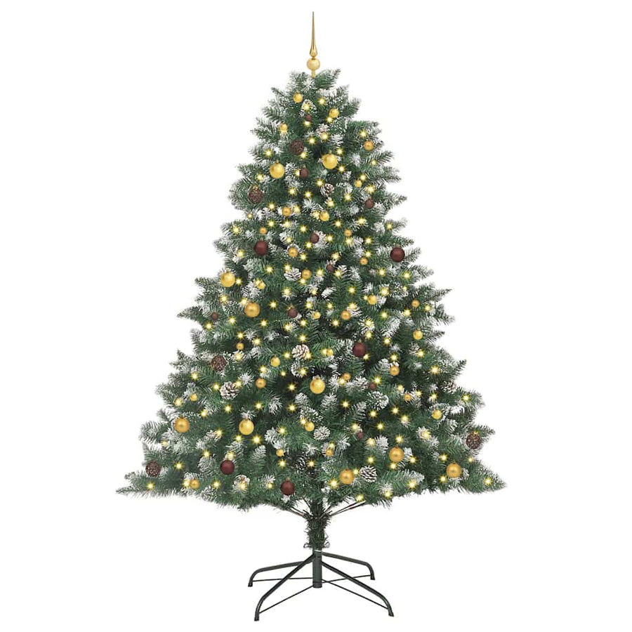 Kunstkerstboom met 300 LED Groen 240 cm PVC en Plastic en Staal