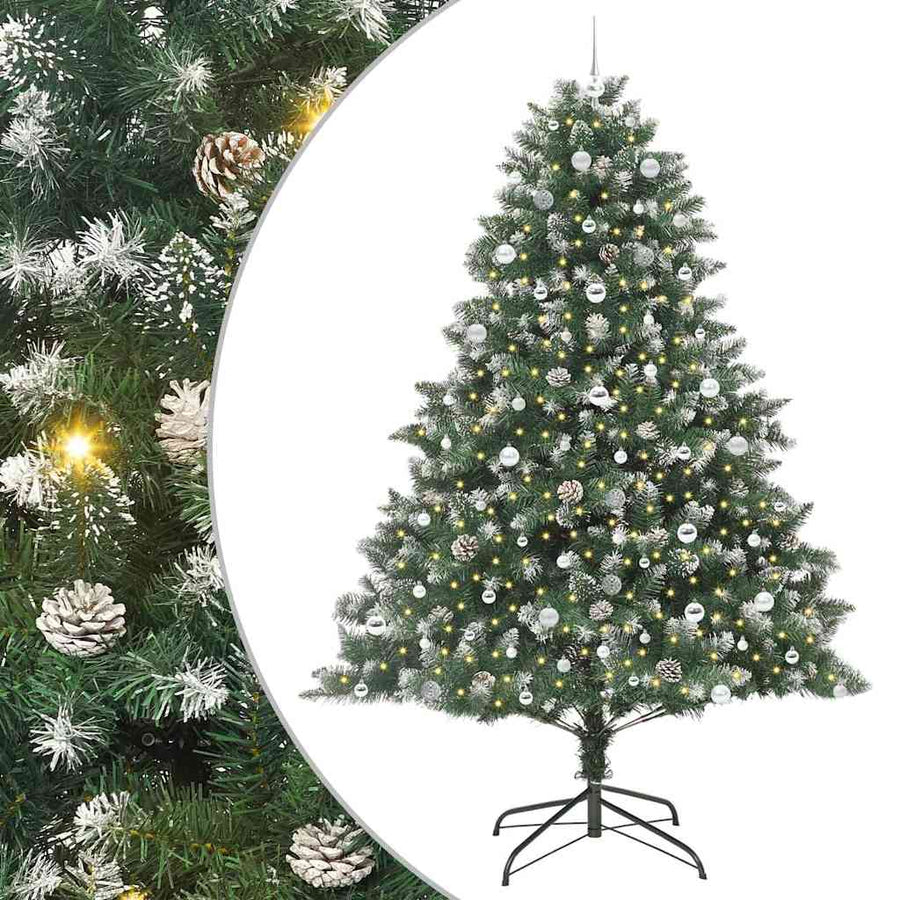 Kunstkerstboom Groen 160 x 160 x 240 cm PVC en Plastic en Staal