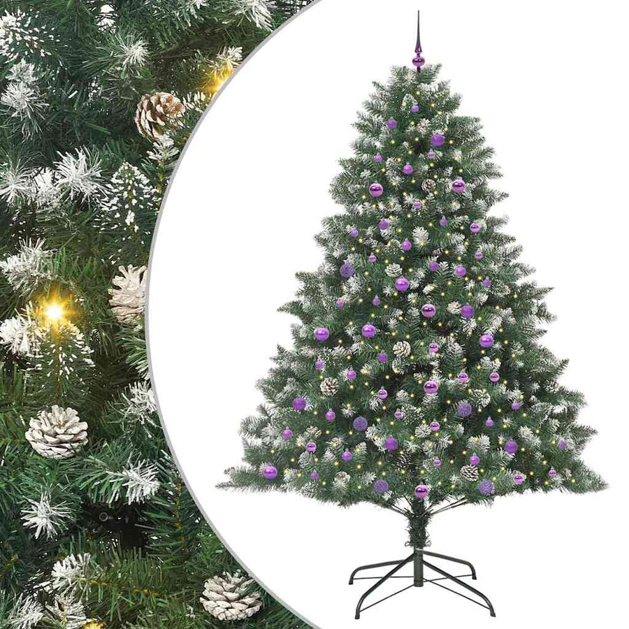 Kunstkerstboom Groen 160 x 160 x 240 cm PVC en Plastic en Staal