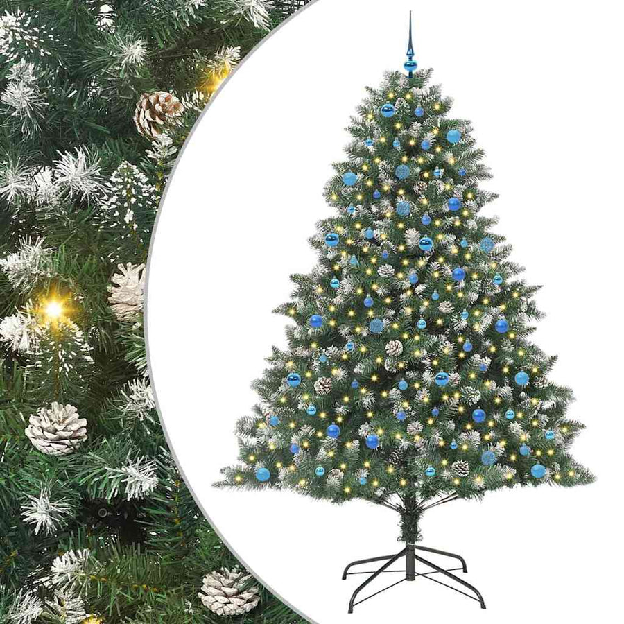 Kunstkerstboom Groen 160 x 160 x 240 cm PVC en Plastic en Staal