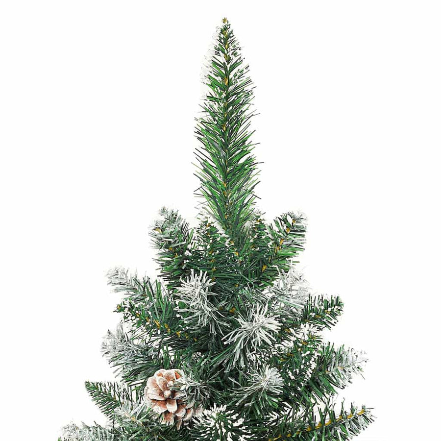Kunstmatige slanke kerstboom met 150 LED Groen en wit 120 cm
