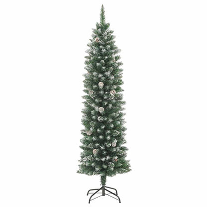 Kunstmatige slanke kerstboom met 150 LED Groen en wit 120 cm