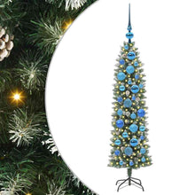 Kunstmatige slanke kerstboom met 150 LED Groen en wit 120 cm