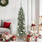 Kerstboom slank 150 cm groen wit met 150 LED