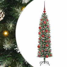 Kunstmatige slanke kerstboom met 150 LED Groen en wit 150 cm