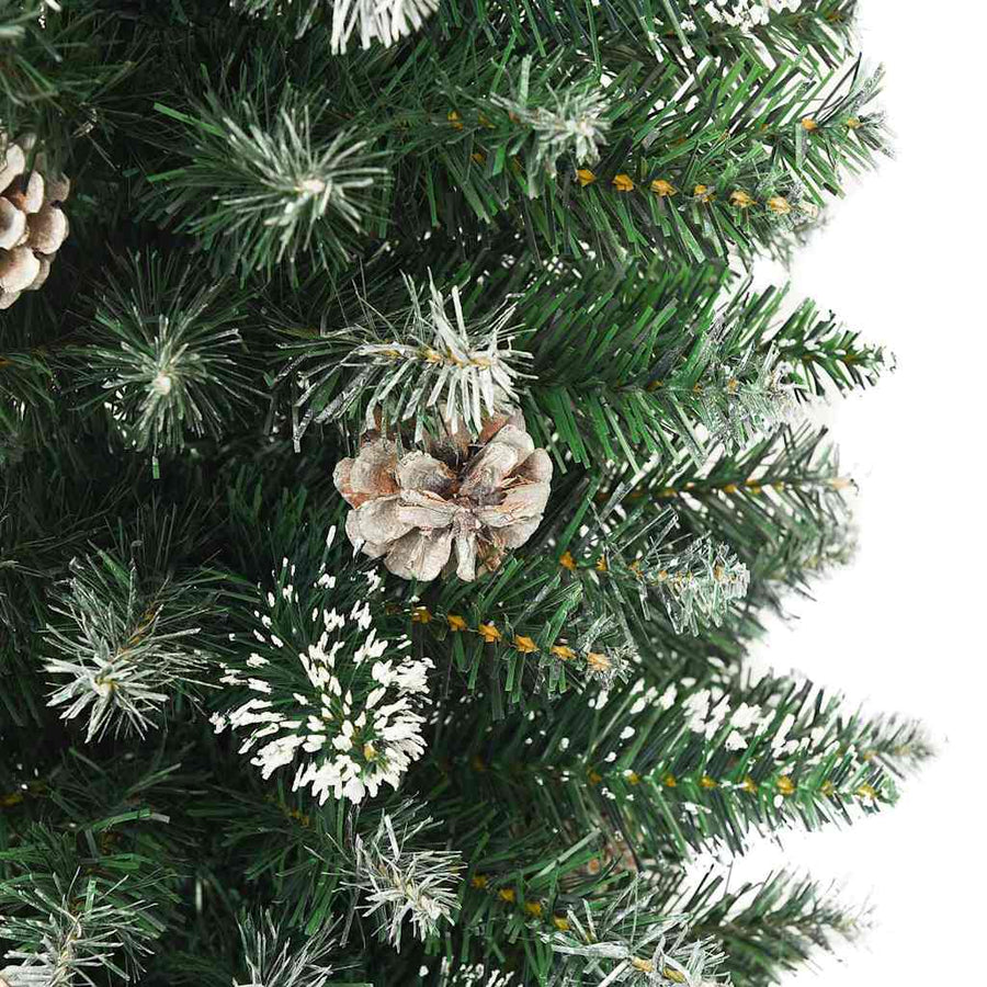 Kunstmatige slanke kerstboom met 150 LED Groen en wit 150 cm