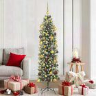 Kerstboom slank 180 cm groen wit met 300 LED
