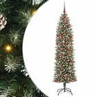 Artificial Slim Christmas Tree with 300 LED Green and White 180 cm