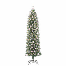 Kunstmatige slanke kerstboom met 300 LED Groen en wit 180 cm