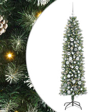 Kunstmatige slanke kerstboom met 300 LED Groen en wit 180 cm