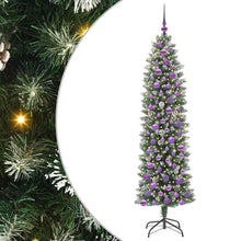 Kunstmatige slanke kerstboom met 300 LED Groen en wit 180 cm