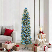 Kunstmatige slanke kerstboom met 300 LED Groen en wit 180 cm