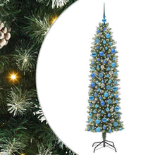 Kunstmatige slanke kerstboom met 300 LED Groen en wit 180 cm