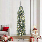 Artificial Slim Christmas Tree with 300 LED Green and White 210 cm