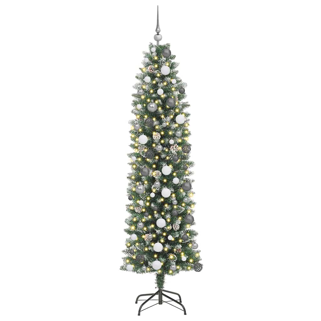 Kunstmatige slanke kerstboom Groen 210 cm PVC en Plastic en PVC