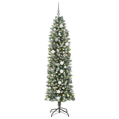 Kunstmatige slanke kerstboom Groen 210 cm PVC en Plastic en PVC