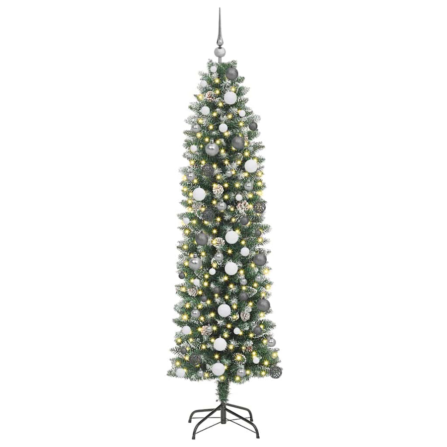 Kunstmatige slanke kerstboom Groen 210 cm PVC en Plastic en PVC