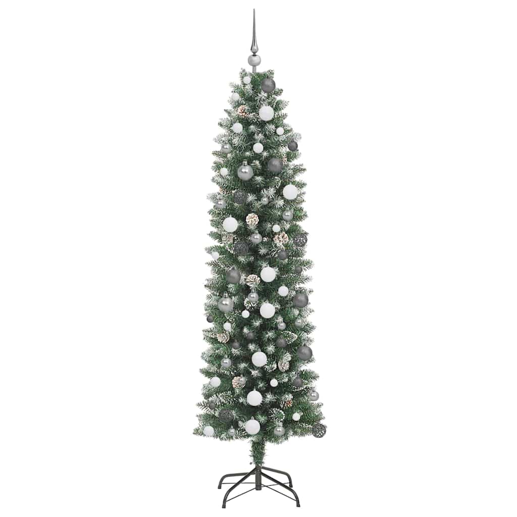 Kunstmatige slanke kerstboom Groen 210 cm PVC en Plastic en PVC
