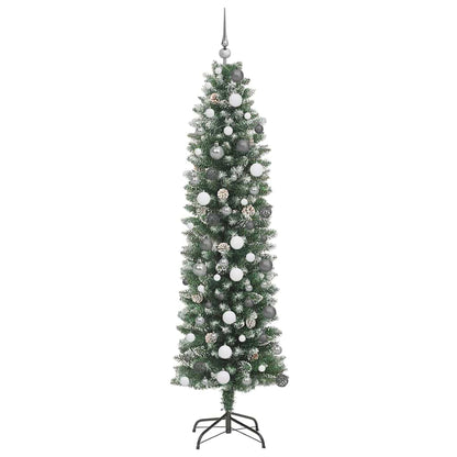 Kunstmatige slanke kerstboom Groen 210 cm PVC en Plastic en PVC